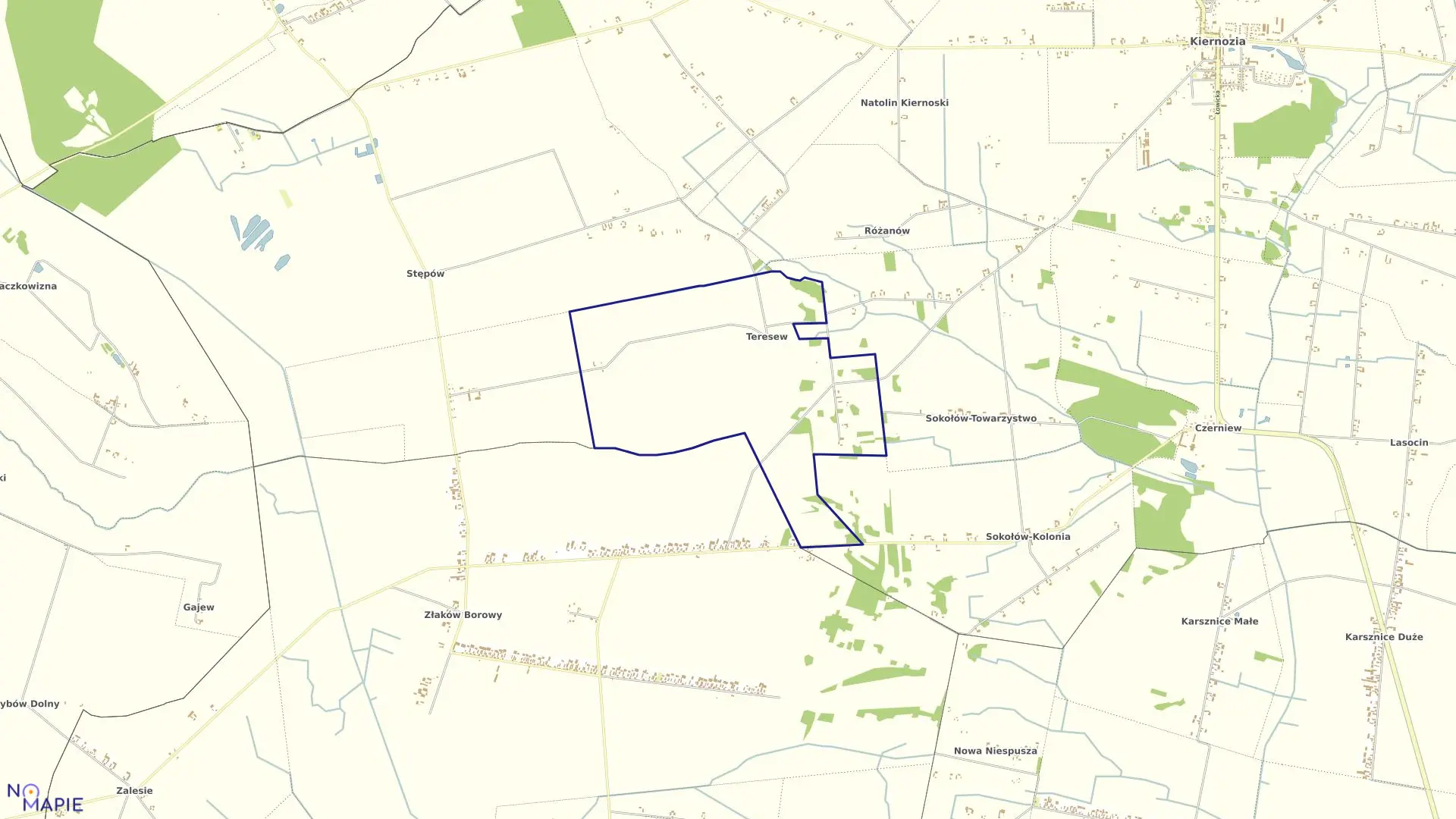 Mapa obrębu TERESEW gmina Kiernozia